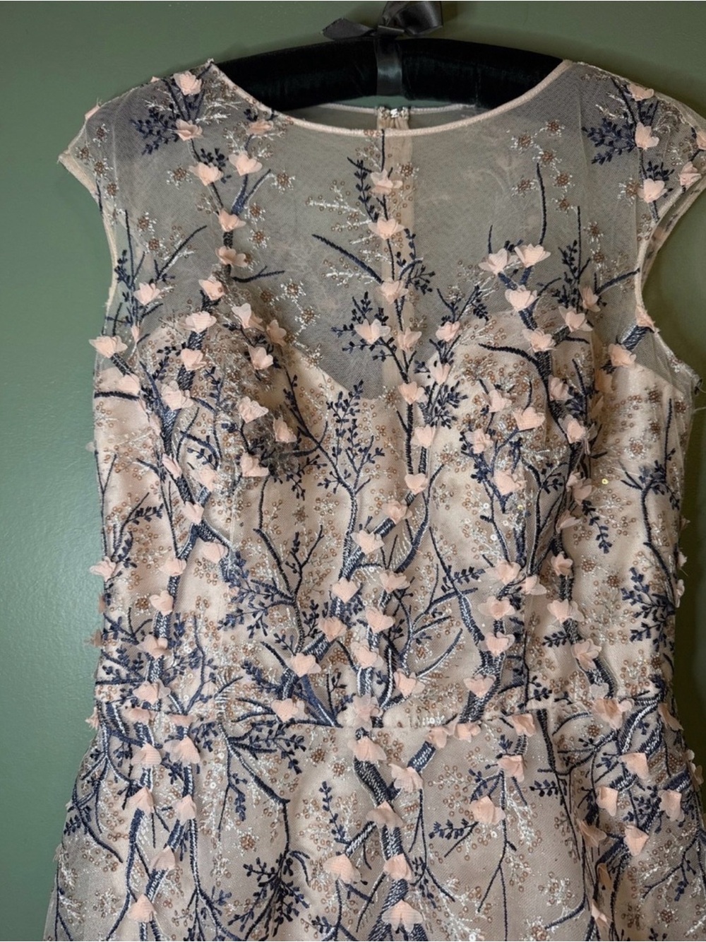 Teri Jon Rickie Freeman Pink Bridal Tulle Embroidered Gown Black Tie 6 Altered - Picture 2 of 10